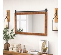 Farmhouse Bathroom Wall Mounted Mirror Explosion-proof Wall Mirror E/ Wood Frame