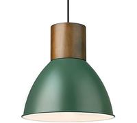 Farmhouse Battery Operated Pendant Light Fixture, Wood Ceiling Hanging Light Battery Powered Bulb with 11.6" Metal Shade, Adjustable Height, Nordic Style Pendant Lamp Not Hardwired (Color : Green)