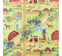 Farmhouse Birthday Wrapping Paper,4 Sheets Rustic Style Farm Animals Wrapping Paper Pig Farmer Tractor Cow Tree Harvest Gift Wrap Papers for Christmas Spring Autumn Man Women Gift Wrap,28x20 Inch