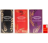Farmhouse Biscuits Mixed Flavours Luxury Selection Tubes, Caramel Latte Toasted Coconut Chocolate Brownie 3x100g each, Perfect for Gifting, Available for Hampers on all Occasion (Bundle 3 (3 x 100g))