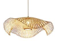 Farmhouse Boho Light Fixture, Large Intte Rattan Pendant Light Shade Natural Wicker Close to Ceiling Lamps Tropical Coastal Style Hanging Lamp for Dining Bedroom Kitchen