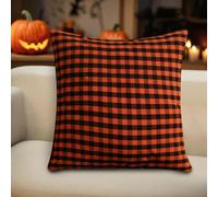 Farmhouse Buffalo Plaid Throw Pillow Covers Set of 2 Orange and Black Gingham Pillow Covers Striped Pillowcase for Sofa Bedroom Outdoor