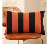 Farmhouse Buffalo Plaid Throw Pillow Covers Set of 2 Orange and Black Gingham Pillow Covers Striped Pillowcase for Sofa Bedroom Outdoor