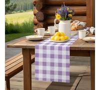 Farmhouse Buffalo Tartan Plaid Table Runner 36 Inches Long,Table Runners Kitchen Dining Tables Decoration for Home Party Decor, Purple and White Tables Runner for Home Party Wedding Dresser Scarf