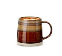 Farmhouse Ceramic Coffee Mug 13 oz Handmade Tea Cup with Large Handle, Wide Bottom Coffee Mugs for Home Office, Holiday Birthday Christmas Gift Mug for Men Women Mom Father and Friends, Chocolate Tone
