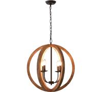 Farmhouse Chandelier,Brown Chandelier 24" Large Globe Hanging Pendant Light Compatible with Dining Room Bedroom Foyer Entryway and Living Room,Pendant Lighting Ceiling