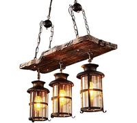 Farmhouse Chandelier Wood Adjustable Height Beam Linear Island Pendant Fixture