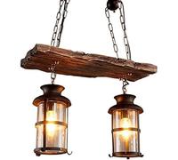 Farmhouse Chandelier Wood Adjustable Height Beam Linear Island Pendant Fixture