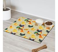 Farmhouse Chicken Pet Feeding Mat for Cat Dog Water Bowl Food Mats Chicken Rooster Pet Feeding Mats Absorbent Nti-Slip Contain Spills Protects Floors Placemat 43.1 x 76.2 cm