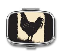 Farmhouse Chicken Pill Box 2 Compartment Portable Pill Case Daily Square Pill Organizer for Pocket Purse Daily Medicine Container to Hold Vitamins Fish Oil Travel Gifts