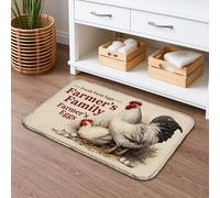 Farmhouse Chicken Quick Dry Bath Mat, Rustic Vintage Hen Design Absorbent Non Slip Shower Mat, Country Style Washable Bath Rugs for Bathroom Toilet Restroom Decorative 20x32 Inch
