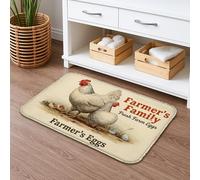 Farmhouse Chicken Vintage Style Quick Dry Bath Mat, Rustic Farm Fresh Eggs Absorbent Non Slip Shower Rug, Country Home Washable Bath Rugs for Bathroom Toilet Decor 20x32 Inch