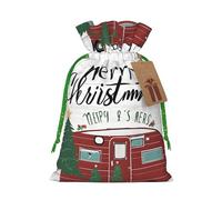 (Farmhouse Christmas) Drawstring Gift Bags for Birthday Party Christmas Reusable Holiday Wrap Bags Medium Size