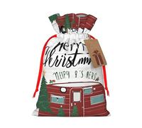 (Farmhouse Christmas) Drawstring Gift Bags for Birthday Party Christmas Reusable Holiday Wrap Bags Medium Size