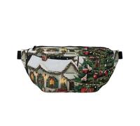 Farmhouse Christmas Printed Waist Bag Adjustable Bum Bag Lightweight Travel Waist Fanny Pack Belt for Walking Cycling Hiking Travel
