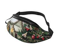 Farmhouse Christmas Printed Waist Bag with Headphone Jack, Personalized Bumbags Fanny Packs Unisex Running Hiking Crossbody Bags for Men Women