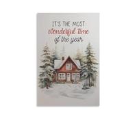 Farmhouse Christmas Rustic Holiday Cozy Cabin Winter Woods Wall Art Paintings Canvas Prints Poster Artwork for Living Room Bedroom Bathroom Office Home Decor 20x30inch(50x75cm)