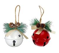 Farmhouse Christmas Tiered Tray Large Sleigh Bell Ornaments - Seasonal Decor Holiday Decorations Shelf Sitters (Sleigh Bells)