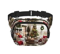 Farmhouse Christmas Zipper Fanny Pack, Crossbody Bags with Adjustable Strap for Jogging, Cycling