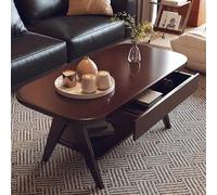 Farmhouse Coffee Table with Triangular id Wood Legs Double-Layer Open Storage Rustic Tea Table for Living Room & Tea Room Stylish & Functional Furniture