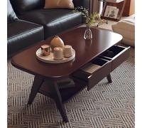 Farmhouse Coffee Table with Triangular id Wood Legs Double-Layer Open Storage Rustic Tea Table for Living Room & Tea Room Stylish Home Furniture