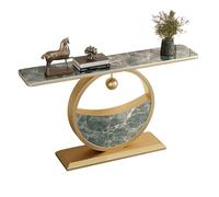 Farmhouse Console Table - Creative Rock Slab Design with Bold Iron Metal Frame, Load Bearing 100kg, Ideal for Hallway, Bedroom, Living Room, Foyer