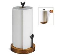 Farmhouse Countertop Kitchen Roll Holder - Wooden Paper Towel Holder Stand with One-Handed Tear, Rustic Weighted Base for Kitchen, Dining Table Home Decor