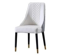 Farmhouse Country Dining Chair with High Curved Back Faux Leather Seat and Solid Wood Legs Lounge Hospitality Side Chair for Kitchen Bedroom Dining Room Rustic Furniture for Home Decor
