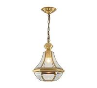 Farmhouse Country Style Retro Pendant Light with Transparent Glass Chandelier Kitchen Island Pendant Lighting Fixture Vintage Brass Finish Ceiling Lamp,Clear Glass,26X28Cm(10X11Inch)