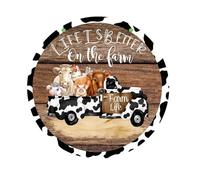 Farmhouse Cow Decoration Door Hanging Sign for Christmas Porch Welcome Home Guest Entry 12 Inch Front Door (Khaki, One Size)
