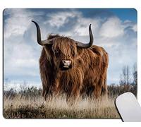 Farmhouse Cow Mouse pad for Office, Cute Farm Animals Cattle in Fall Grassland Country Style Rustic Non-Slip Rubber Base Computer Mousepad for Wireless Mouse 11.8" x 9.8"