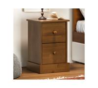 Farmhouse Dark 2 Drawer Bedside Cabinet Table Wooden Pine