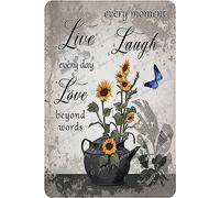 Farmhouse Decor Retro Tin Sign Floral Wall Art Rustic Wall Decor Flower Theme Painting Vintage Wall Art Picture Artwork 5.5x8 Inch