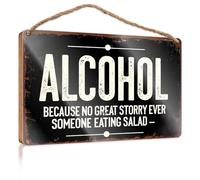 Farmhouse Decor Signs Alcohol: No Great Story About Salad Wooded Sign Door Decor Bar Decor and Accessories(15X28CM)