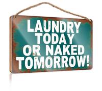Farmhouse Decor Signs Laundry Today: No Naked Tomorrow! Wooden Sign Fall Office Decor Bedroom Decorations(23X35CM)
