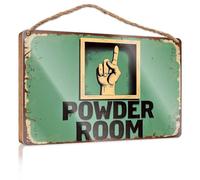 Farmhouse Decor Signs Powder Room Sign with Middle Finger Wooden Sign Fall Office Decor Bedroom Decorations(20X30CM)