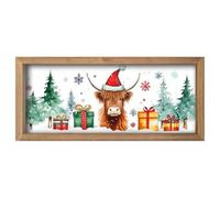 Farmhouse Decor - Woods Highland Cow Signs for Rustic Charm, Farmhouse Style, and Indoor Display with Wooden Construction, Animal Wood Sign for Bathroom, Cabinets, Bookshelves, Living Room, Ki