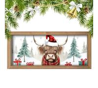 Farmhouse Decor - Woods Highland Cow Signs for Rustic Charm, Farmhouse Style, and Indoor Display with Wooden Construction, Animal Wood Sign for Bathroom, Cabinets, Bookshelves, Living Room, Ki