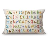 Farmhouse Decorative Outdoor Throw Pillow Covers for Couch Sofa Bed Alphabet with Cartoon Animals Pillow Cover Modern Decor Pillow Case 12 x 20 Inch