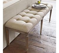 Farmhouse Dining Bench - Upholstered Fabric Entryway Bench with Padded Seat - French Vintage Design for Living Room and Bedroom