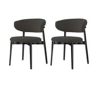 Farmhouse Dining Room Chairs Armless Wooden Dining Chair Set of 2 Fabric Upholstered Kitchen Side Chairs with Curved Backrest