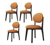 Farmhouse Dining Table and Chairs Set of 4 Upholstered Accent Chairs with Curved Backrest Round Seat Modern No-Arm Design for Restaurant Cafe Bedroom - ge & Black
