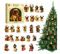 Farmhouse Dog Christmas Countdown, 24 Days Of 2D Acrylic Canine Ornaments For Wall & Tree, Holiday Decor For Pet Lovers In Living Room, Office, And Winter Home Celebration Displays