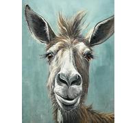 Farmhouse Donkey Canvas Wall Art Funny Donkey Poster Pictures for Wall Rustic Canvas Print Painting Animal Wall Decor Country Vintage Framed Artwork Prints for Bathroom Bedroom Living Room 12"x 16"