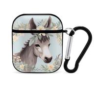 Farmhouse Donkey Flowers PC Headphone Case for AirPods 1 And 2 Earphone Cover Earbuds Accessories with Keychain