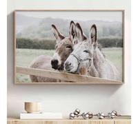 Farmhouse Donkey Wall Art Country Animal Pictures Cute Donkey Canvas Wall Art Funny Animal Paintings Rustic Farm Animals Poster Two Donkeys Picture Cute Animals Poster for Living Room 16x24in