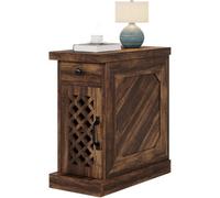 Farmhouse End Table, Narrow Small Side Table With Storage Drawer For Living Room