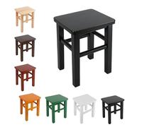 Farmhouse Entryway Bench - Narrow Solid Wood Step Stool Short Footstool for Hallway Living Room Dining Room & Bedroom - Black 27 cm / 10.63 in