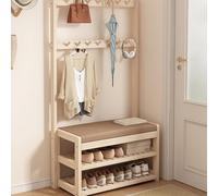 Farmhouse Entryway Bench with Coat Rack and Shoe Cabinet for Place at Back Door, Modern style Entryway Hall Tree with Padded Storage Bench for a Narrow Wall (A 50cm)
