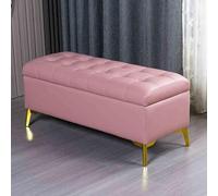 Farmhouse Entryway Storage Bench Elegant Pink Rectangular Pouf for Bedroom & Foot of Bed Hidden Compartment 80x40x43 cm Perfect for nizing Space